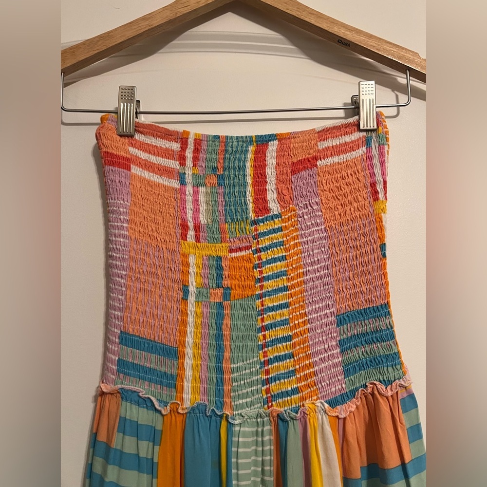 Anthropologie | Abel The Label Colorful Maxi Patchwork Dress Strapless - Picture 3 of 8